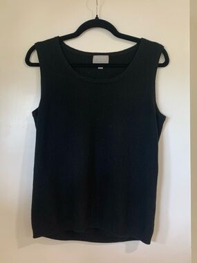 PURE Collection Black Scoop‎ Neck 100% Cashmere Sleeveless Tank Size 8/10